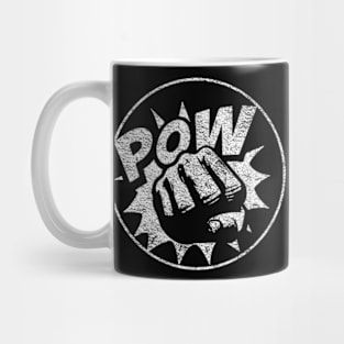 Distressed Effect Pop Art 'Pow' in Black and White Mug